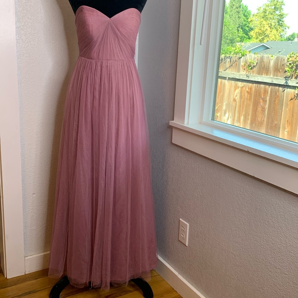 Jenny Yoo mauve pink tulle strapless prom bridesmaid homecoming dress size 4